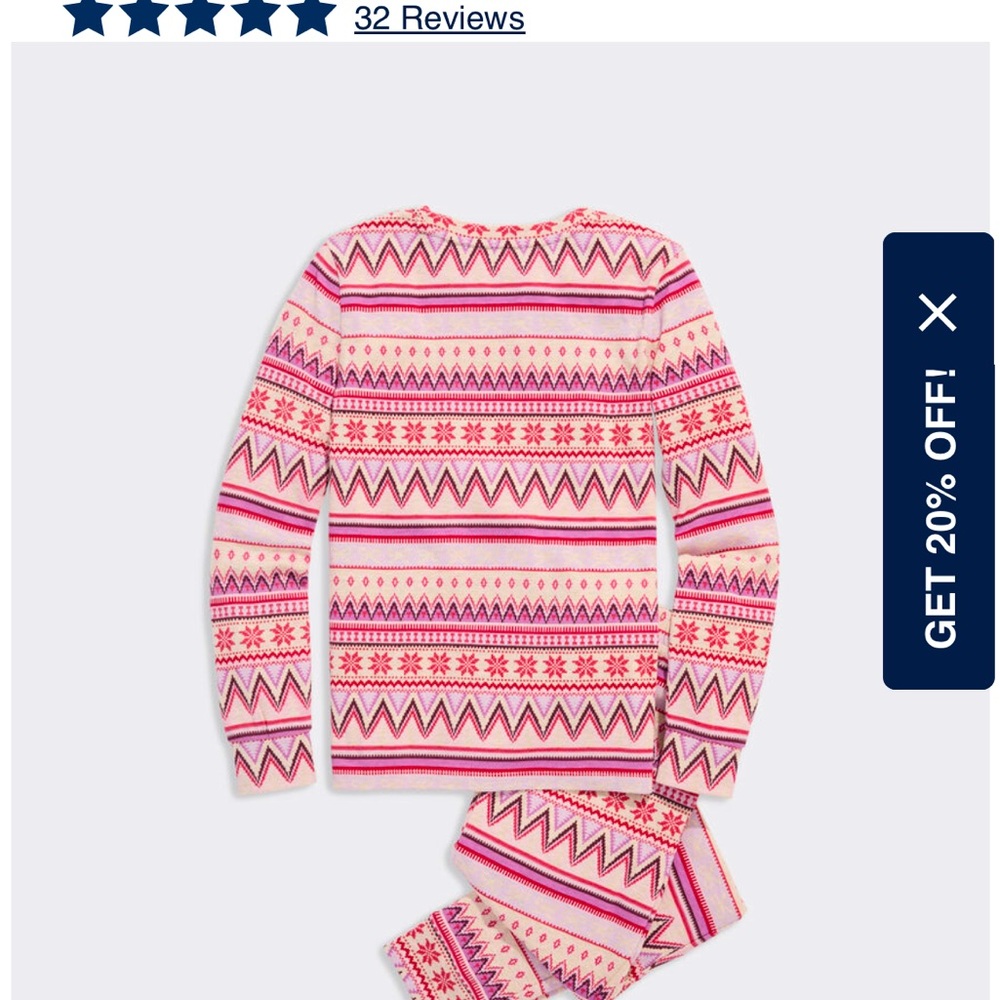 NWT Vineyard Vines Girls Pajamas in Pink and white winter design - Picture 3 of 5